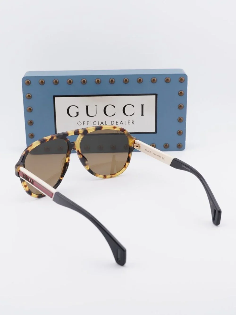 Gucci GG0463S 005 Aviator Sunglasses - Havana/Ivory\Brown